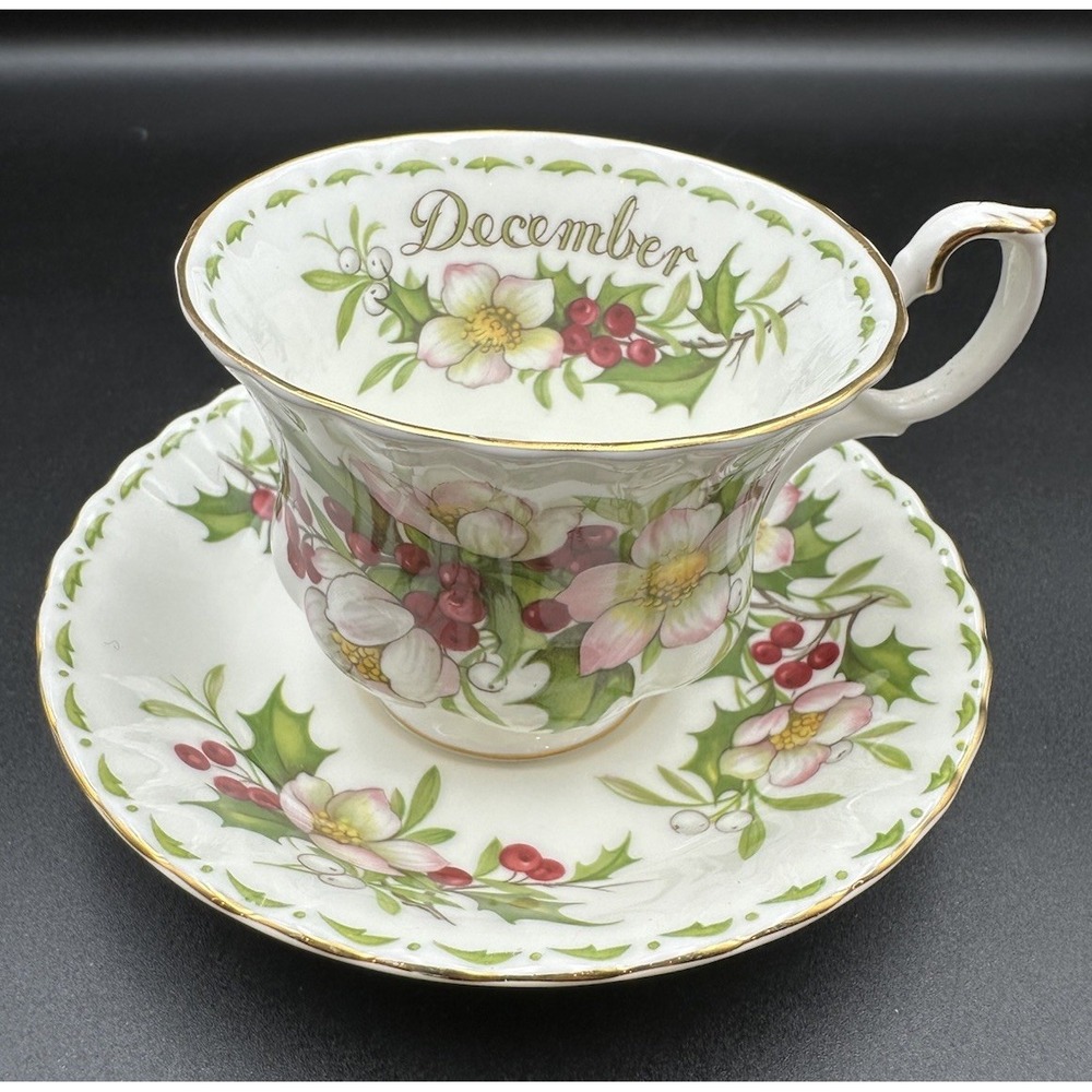 Royal Albert Teacup and Saucer December Flower of the Month Christmas Rose